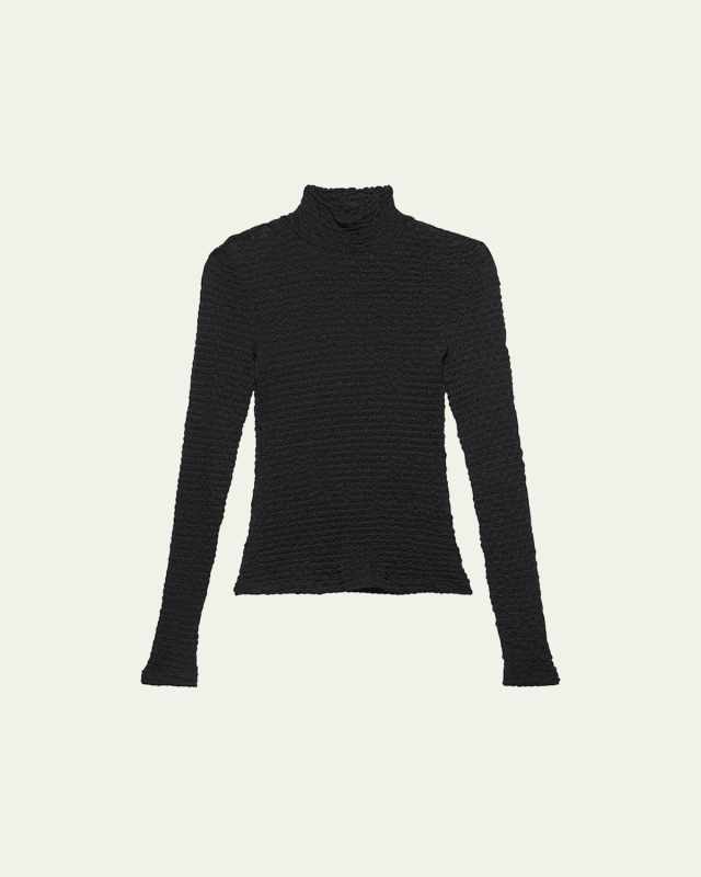 Stretch Mesh Lace Turtleneck